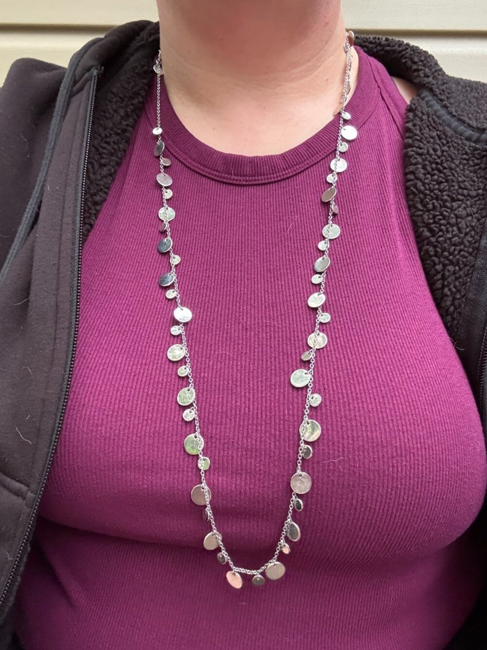 Lia Sophia 34" Silver Chain w/ Silver Circles
